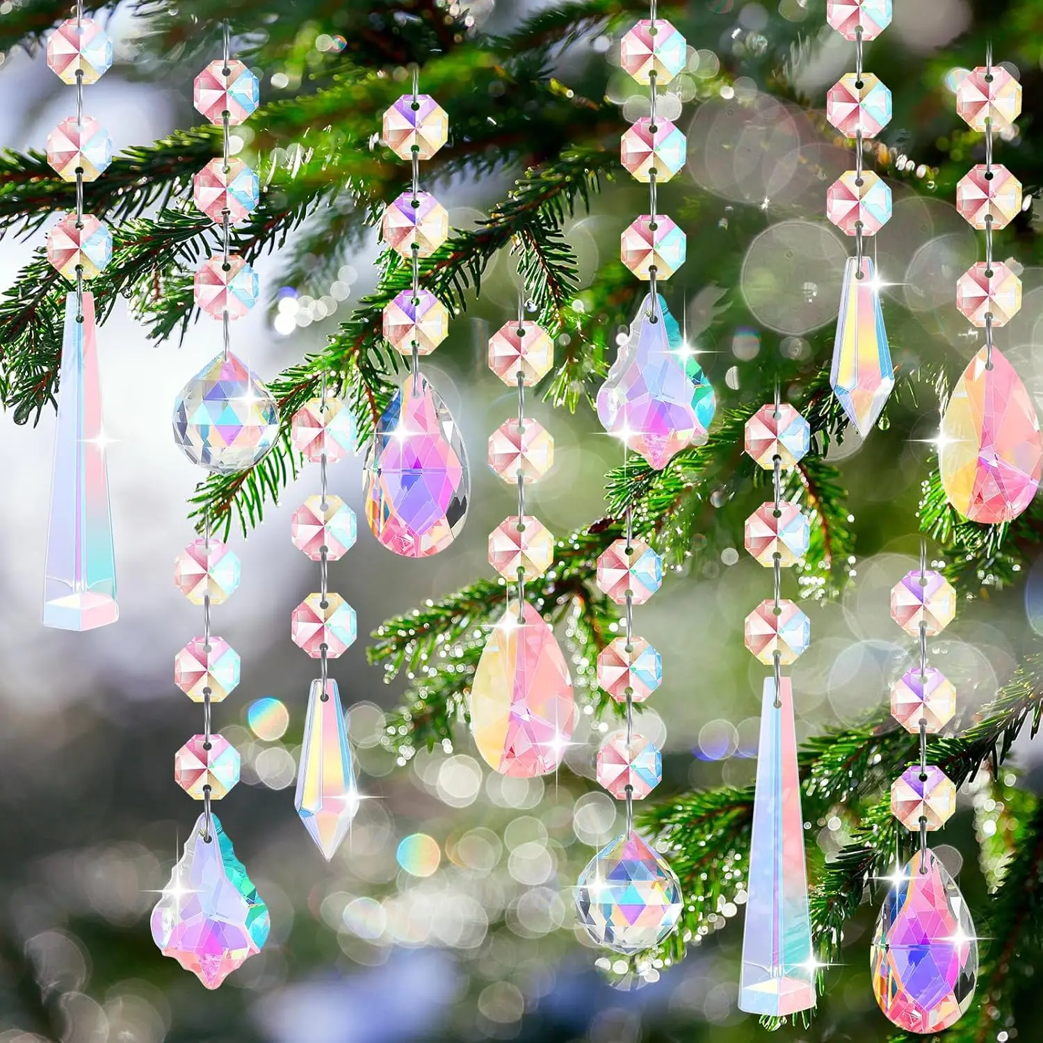 12 قطعة زجاج كريستال عيد الميلاد الحلي دمعة الثريا ديكور لشجرة عيد الميلاد الشتاء المنزل السنة الجديدة حفل زفاف عطلة #1