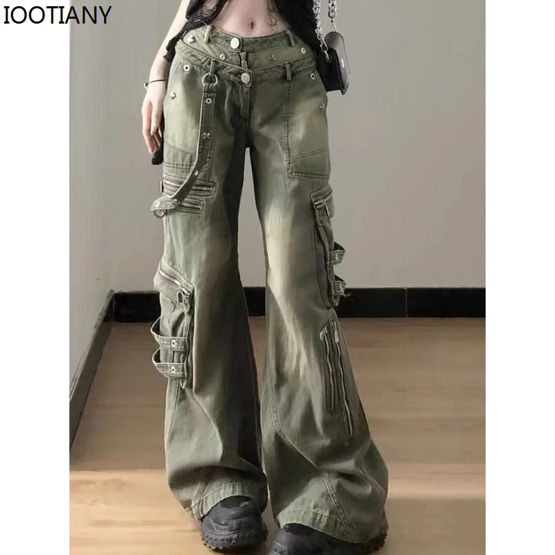 Nuovi Jeans lavati retrò americani Streetwear moda pantaloni dritti a vita alta pantaloni Unisex a gamba larga larghi Y2k Denim