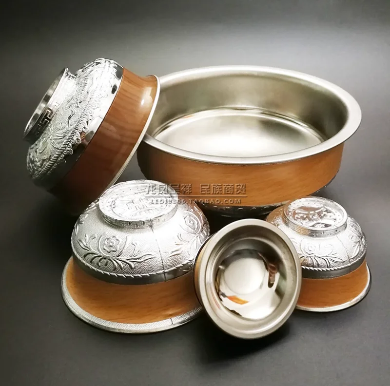 

Китайская монгольская миска для тостов, луг, рекомендуемая посуда, свадебная специальная серебряная миска, стальная миска