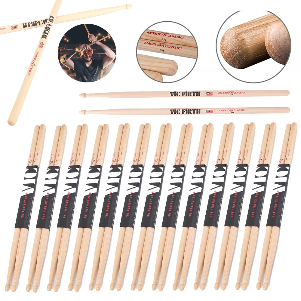 20-5PC Baquetas 5A/7A de Hickory Americano con Peso y Tono Consistentes para Jazz, Accesorios de Percusión