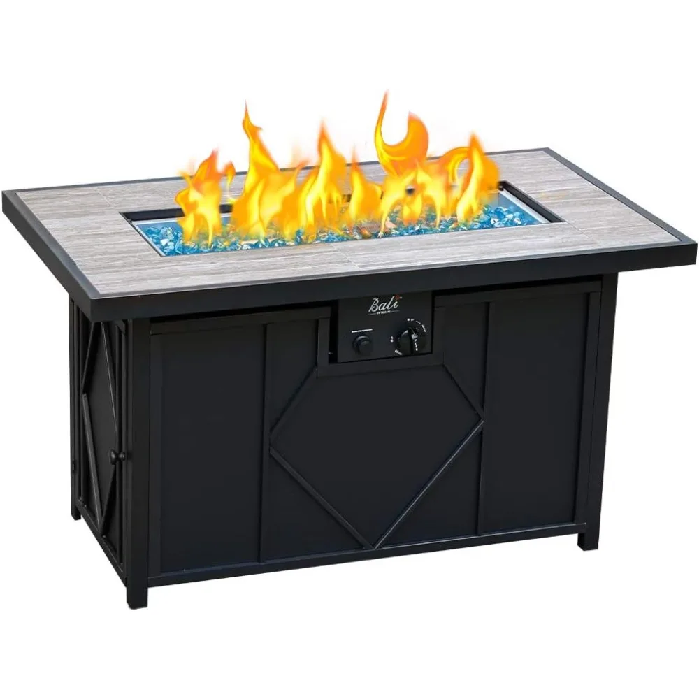 

Gas FireTable 42" Ceramic Tabletop Propane Firepit 60,000 BTU Use As Dinner Coffee Table, Good for Outside Patio Backyard Deck