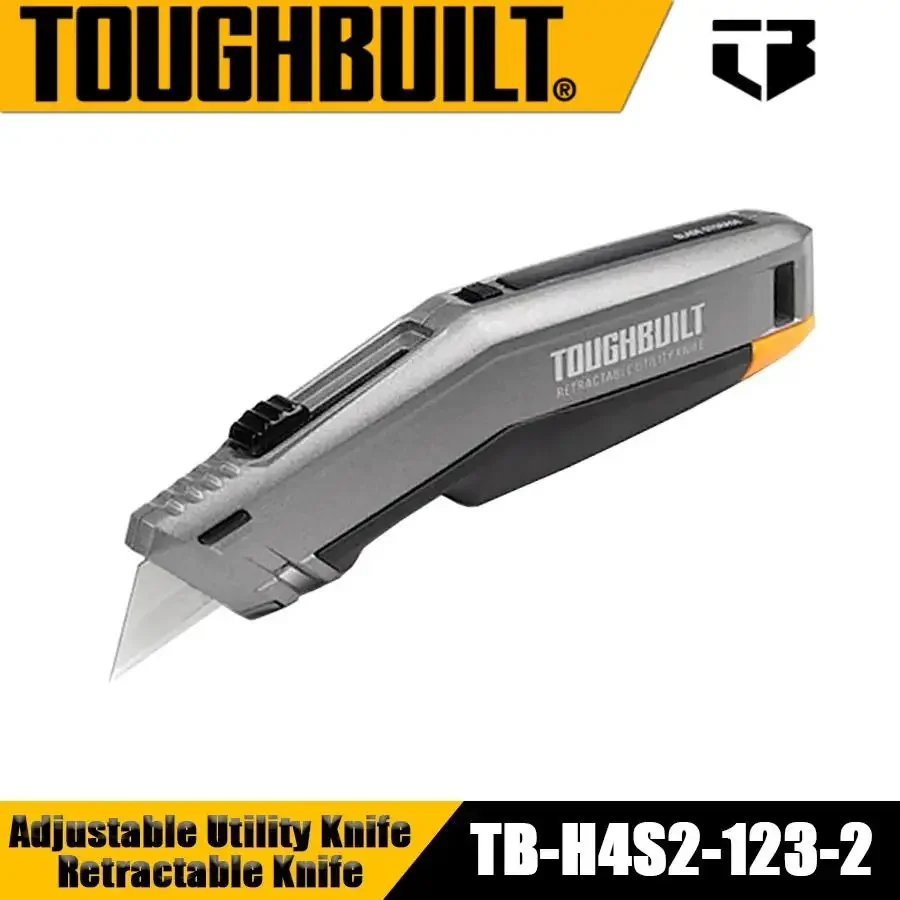 TOUGHBUILT NO.TB-H4S2-123-2 Adjustable Utility Knife Retractable Blade Adjustable Retractable Knife with Five Blades Hand Tools