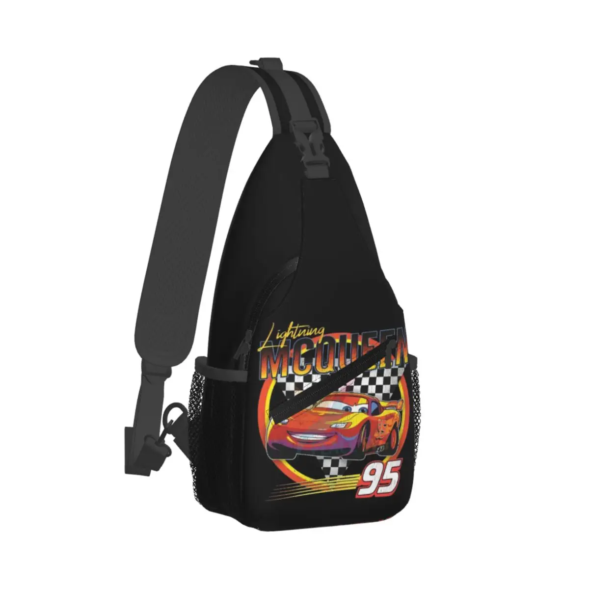 Custom Lightning McQueen Sport Cars Backpacks Traveling Hiking Bags Shoulder Crossbody Chest Backpack Sling Crossbody Backpack