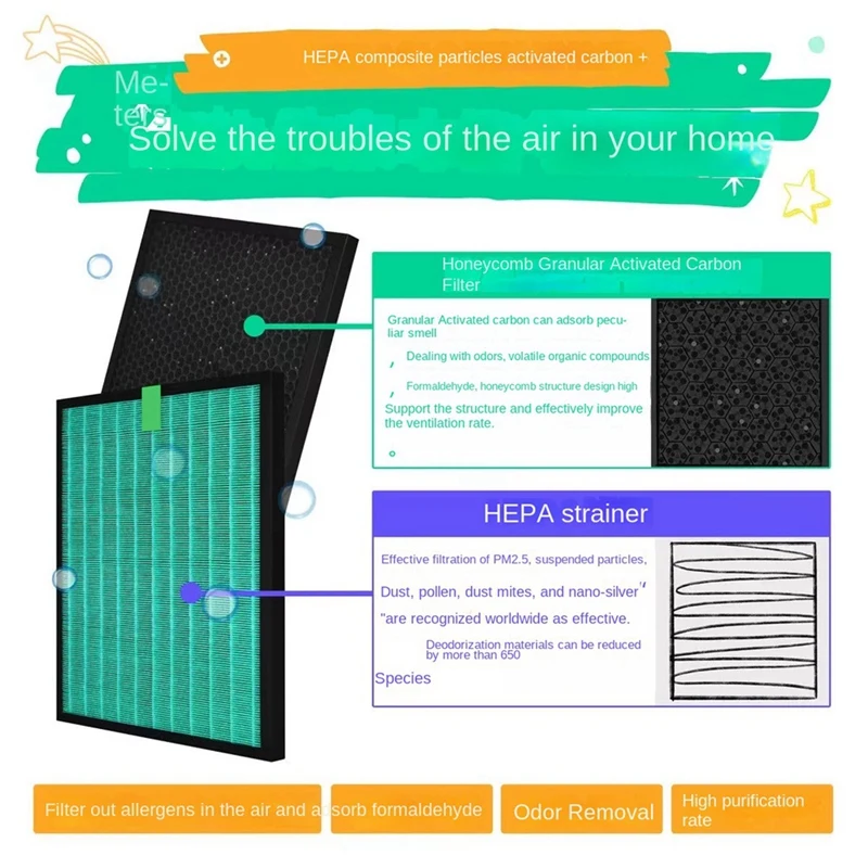 Filtro de substituição para purificador de ar afiado, carvão ativado, filtro HEPA, FU-G50, FU-H50, FU-J50, FU-GM50, True H13