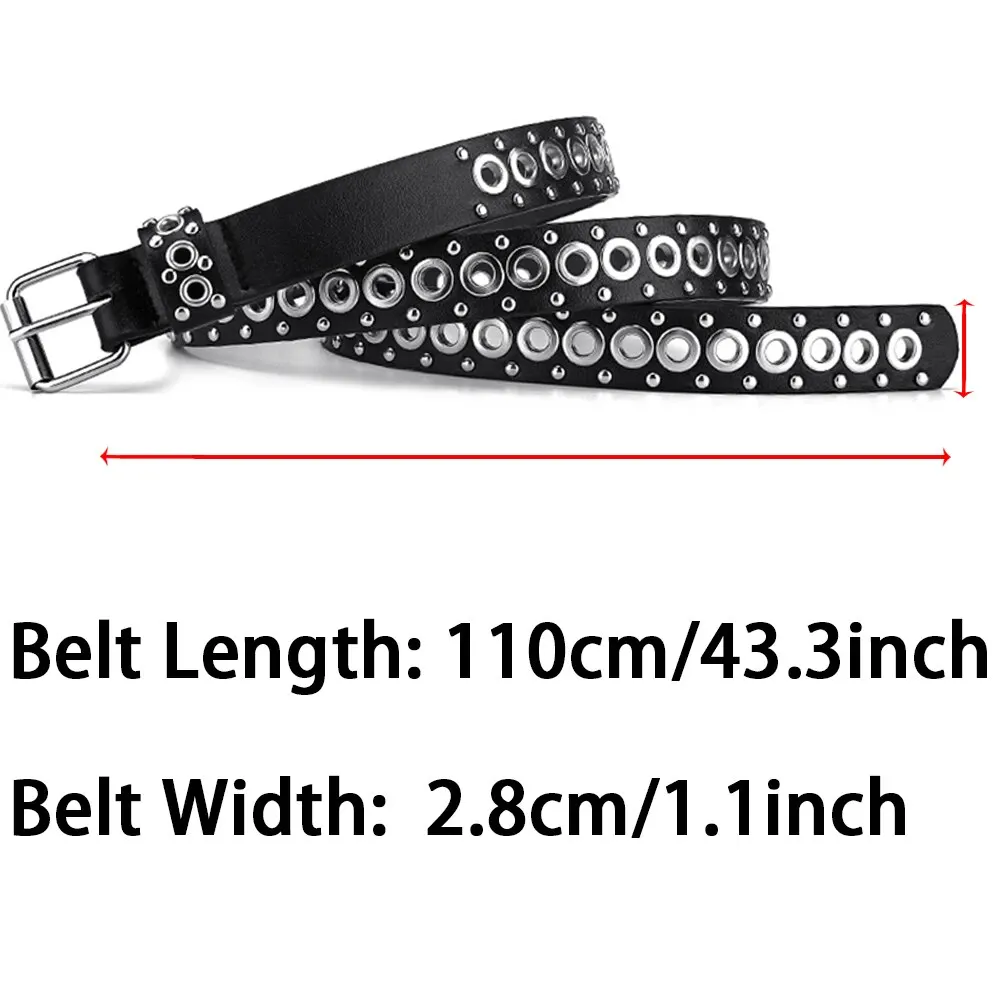 Women\'s Belt Fashionable Rivet Thin Belt Personalized Needle Buckle Belt Street Trend Punk HipHop Style Y2K Belt With Jeans Belt