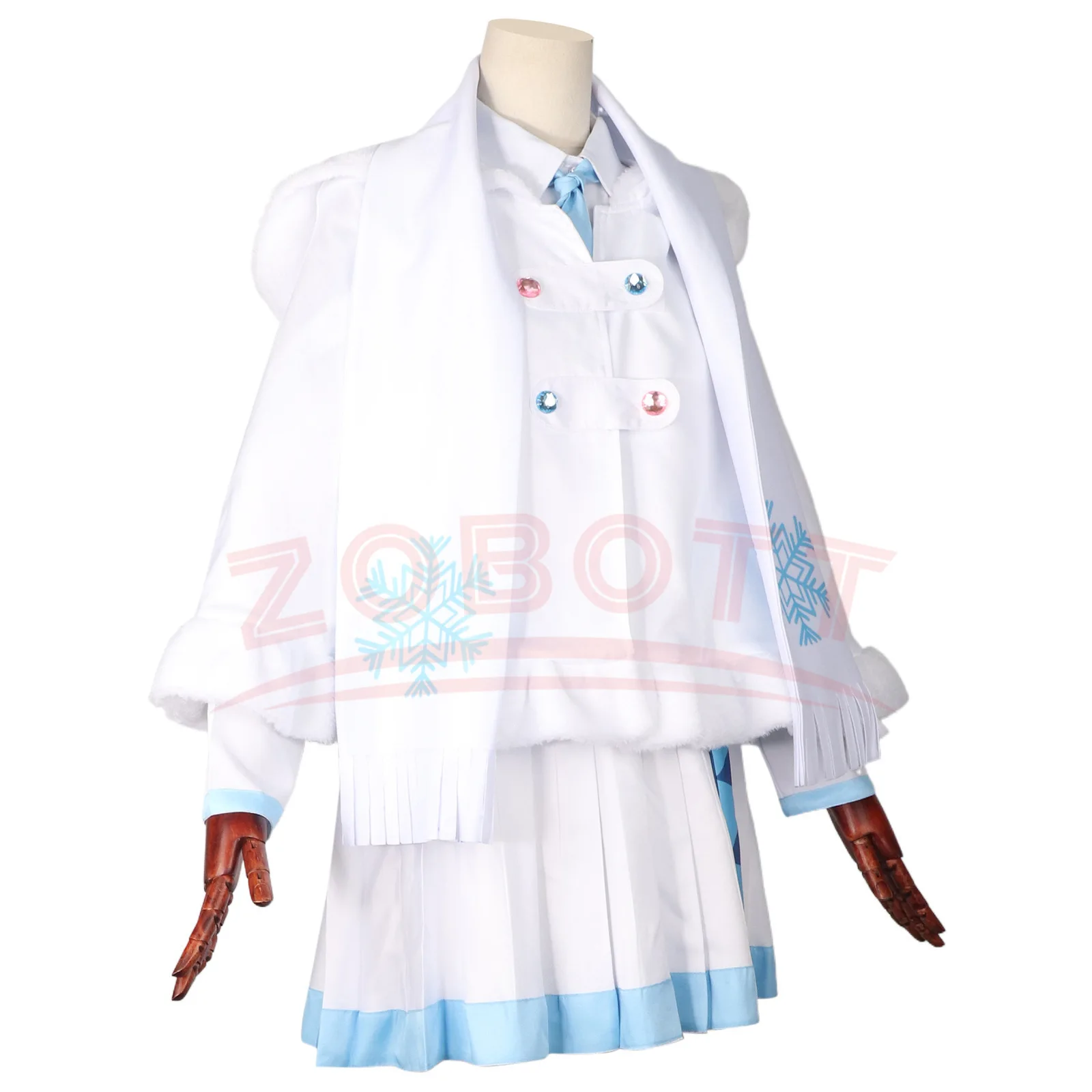 2024 x MITSUKOSHI Miku Snow Outfits Anime Cosplay Costumes Snow Miku Cosplay Costumes Coat Shirt And Skirt Halloween Dressing