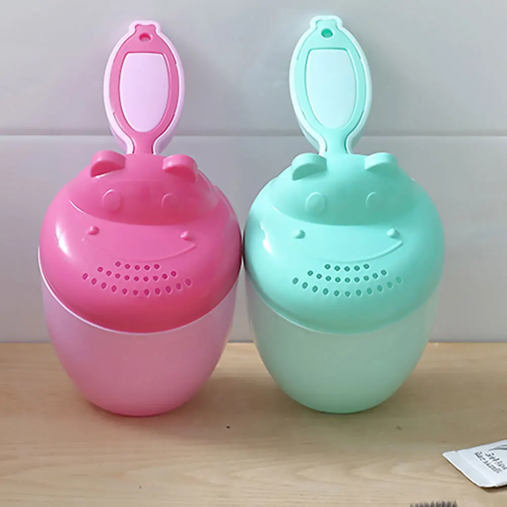 

4pcs Baby Shower Cup Cartoon Shampoo Rinse Cup Pp Material Comfortable Handle Easy Pouring Kids Bathing Waterfall Rinser