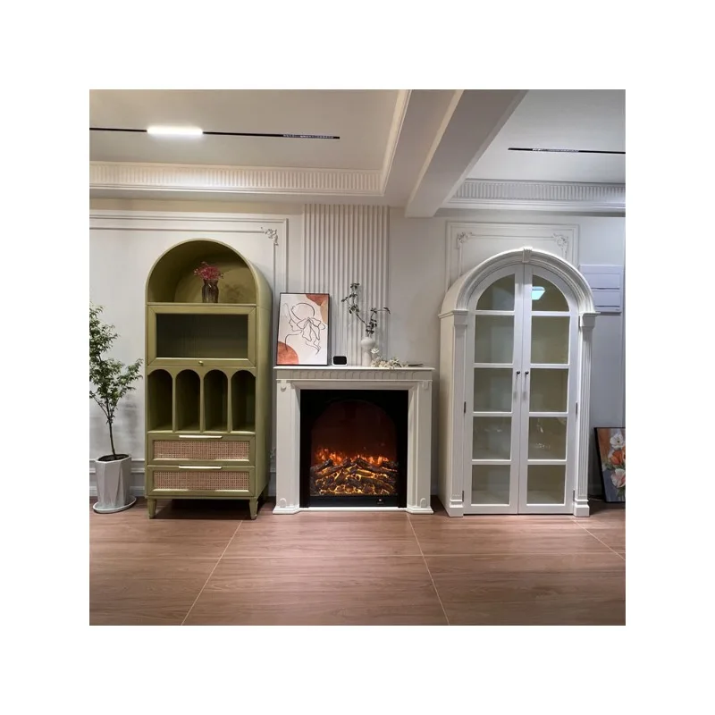 American light luxury solid wood bookcase living room floor mantel
