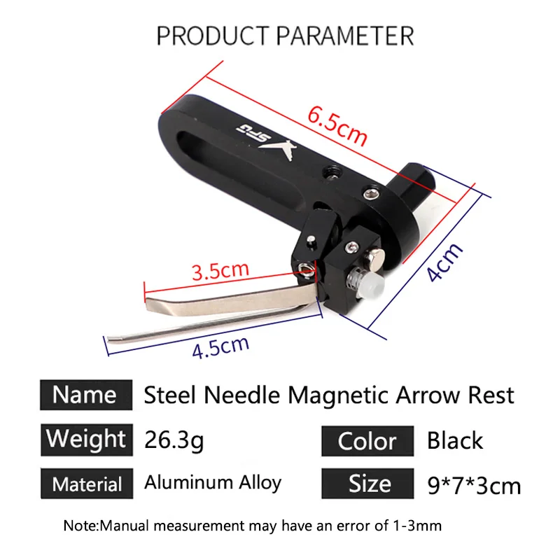  1 Set Arrow Rest Steel Needle Magnetic Arrow Holder Adjustable Aluminum Alloy Archery Rack for Recurve Bow Shooting Accessories