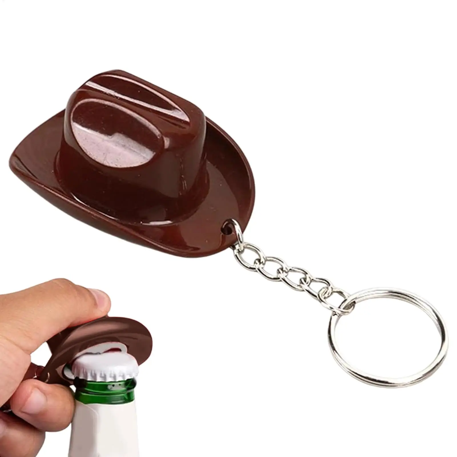 Llavero con abrebotellas de sombrero de vaquero Retro, llavero de cerveza con forma de sombrero de vaquero para bolso de mano, mochila, llaves de coche, Bar de fiesta de cumpleaños