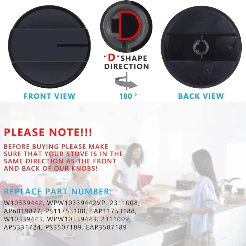 62KD Gas Ranges Knob Set W10339442 Replacement Part Fit Multiple Models Upgrades