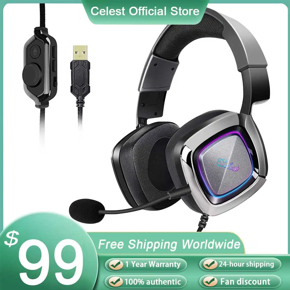 

Kinera Celest Ogryn 50mm Large Driver Microphone Gaming Headphones With 3 Mode Wired Control 7.1 USB Cable For PC/PS4/PS5/Xbox