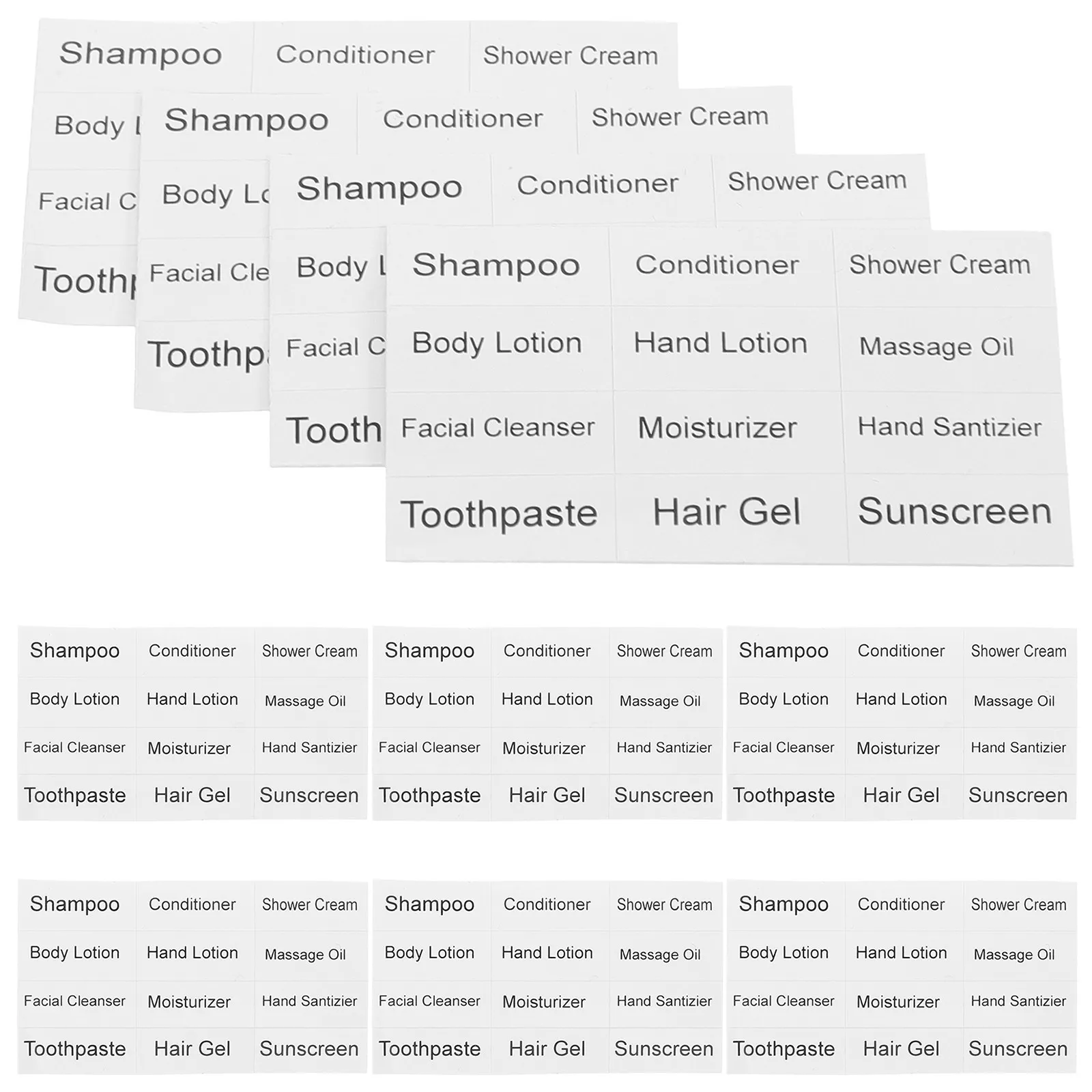 

10 листов этикеток для бутылок, классификационные наклейки для косметики, дозаторов шампуня, самоклеящиеся этикетки для хранения