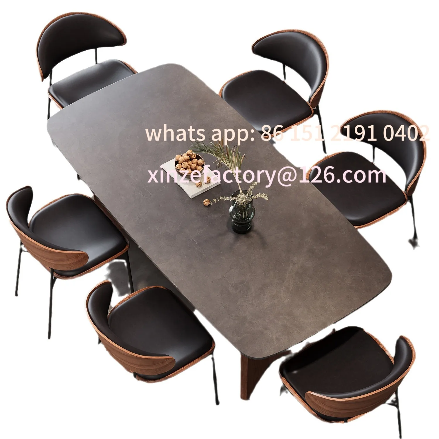 Customizable French Vintage Walnut Slate Dining Table