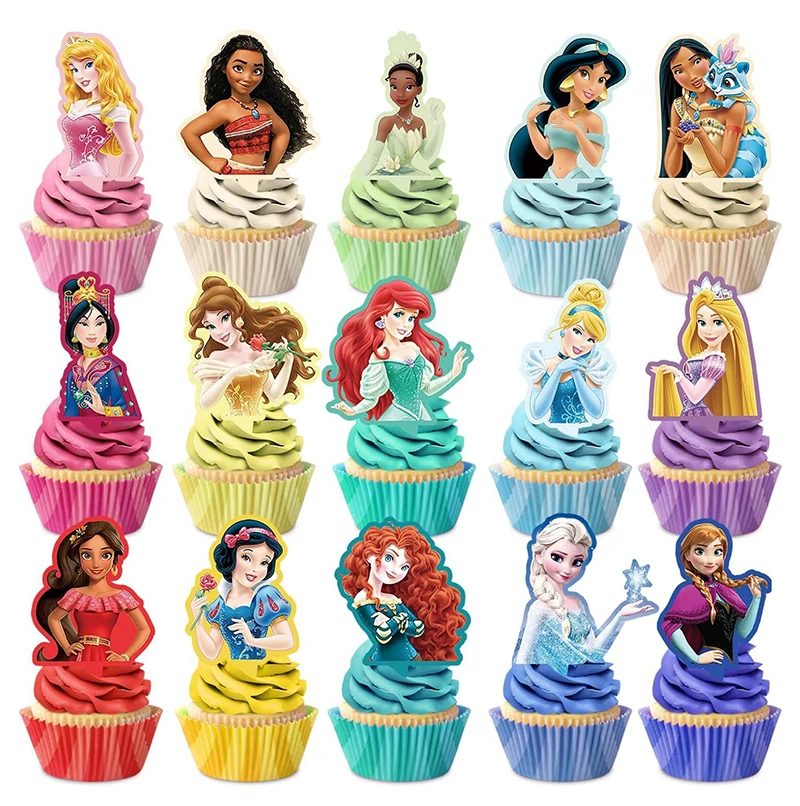 30/31pcs Disney Princess Decopics Cupcake Topper Picks Princess Cupcake Toppers Birthday Cake Decorations Party Baby Shower