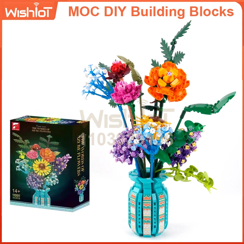 

11001 Набор для сборки цветочного букета, 1853 шт., реалистичная модель цветочной композиции с ботаническими деталями для взрослых и детей, подарок «сделай сам»