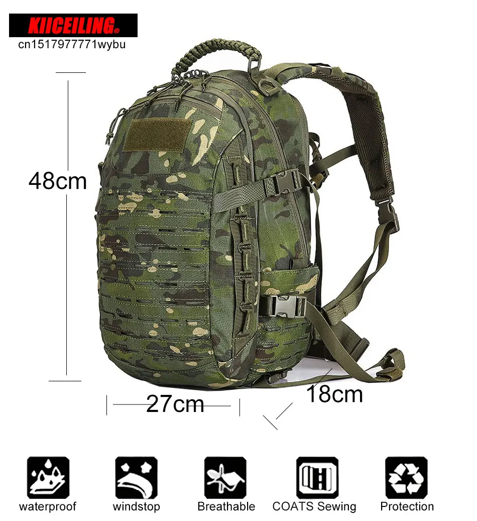 KIICEILIN 25L Nylon Waterproof Trekking Fishing Hunting Bag Backpack Outdoor Military Rucksacks Tactical Sports Camping Hiking