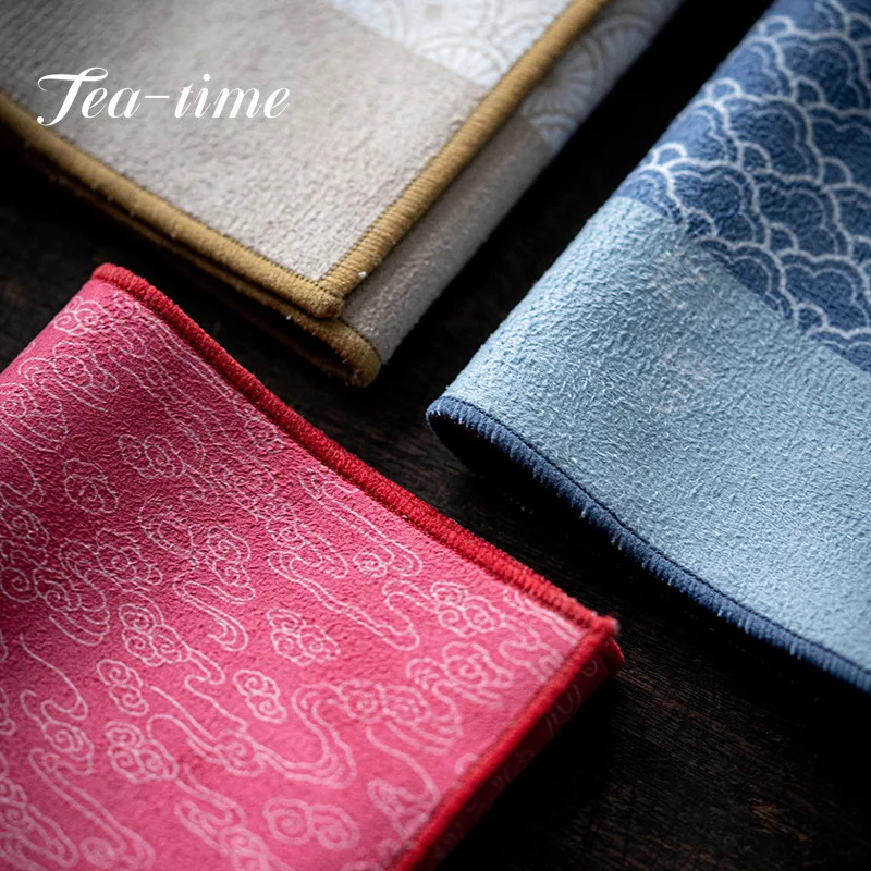 Tea Towel Thickened Absorbent Soft Kitchen Cleaning Cloth Plush Imitation Deerskin Towel Table Mat Pad Coaster Tea Accessories