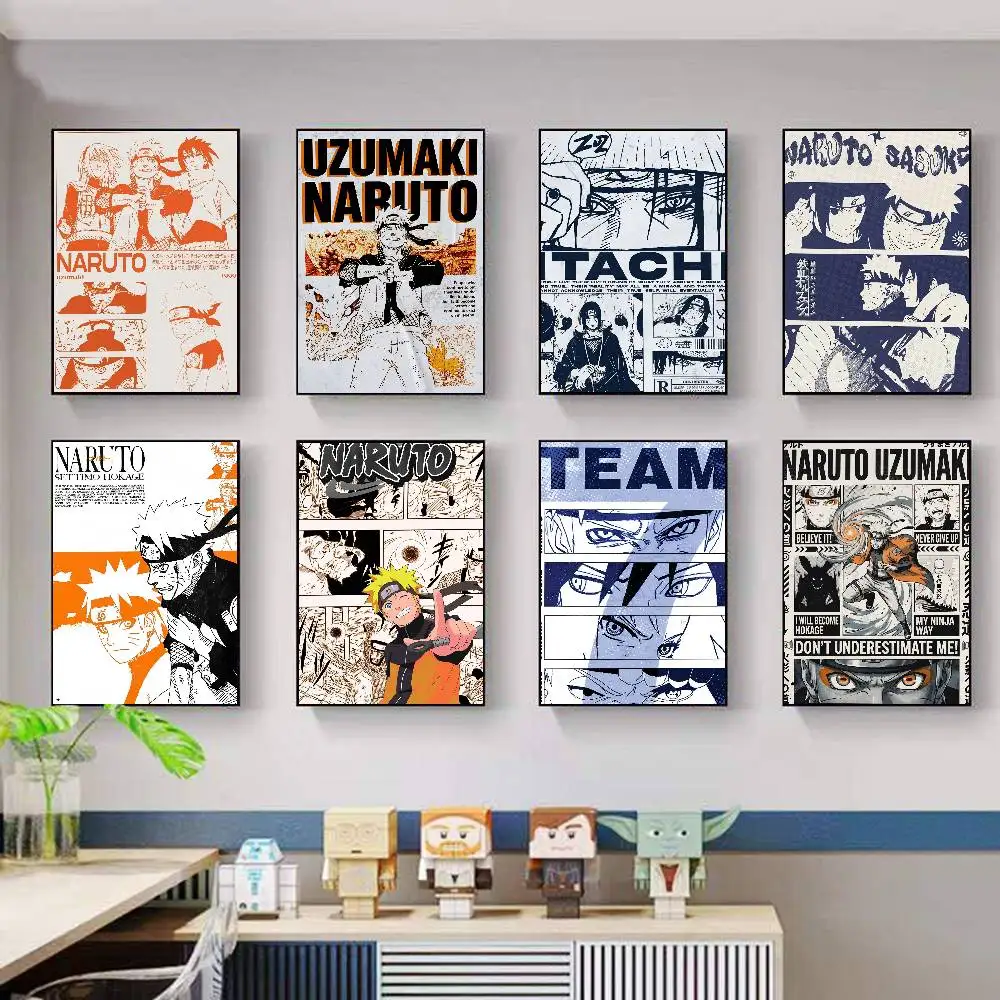 

NARUTO Cool Uzumaki Naruto Vintage Posters Sticky Retro Kraft Paper Sticker DIY Room Bar Cafe Kawaii Room Decor