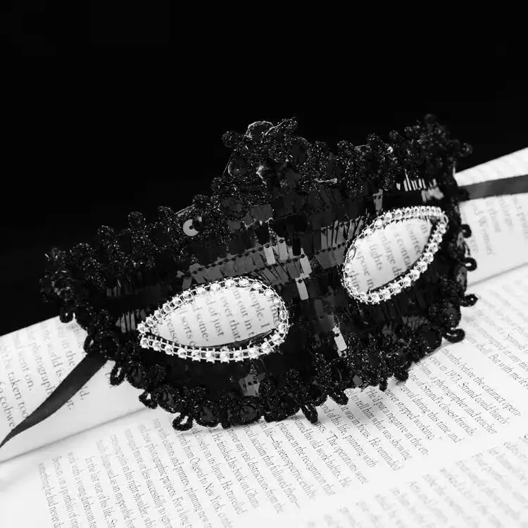 ヴェネツィアプリンセス スパンコール ポインテッドマスク ヨーロッパとアメリカの仮面舞踏会 豪華な王冠の形のパフォーマンス小道具 アニメコスプレ女性