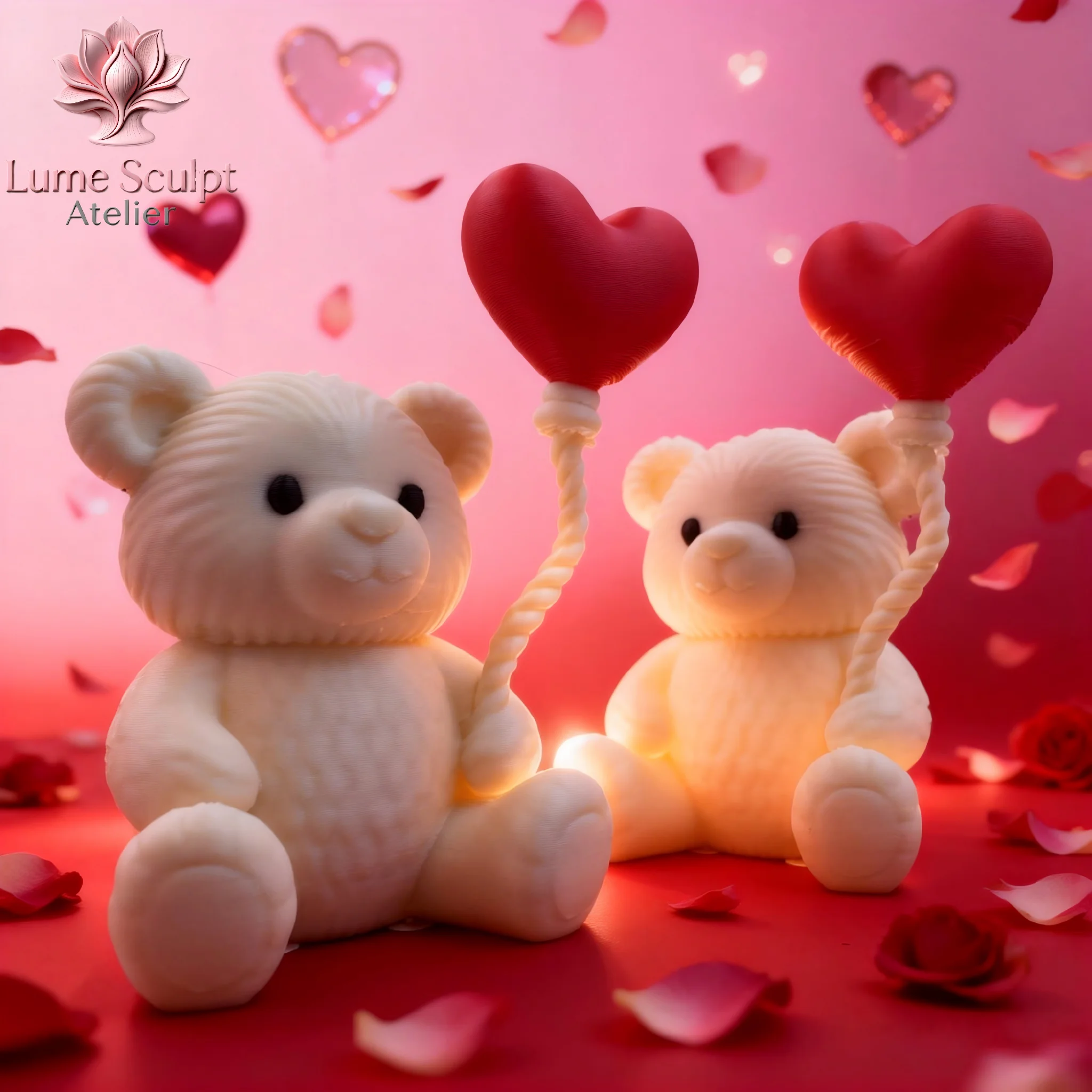 Love Style Teddy Bear with Heart Balloon Decorative Ornament, Mother's Day Figurine, Home Shelf Decor Accent