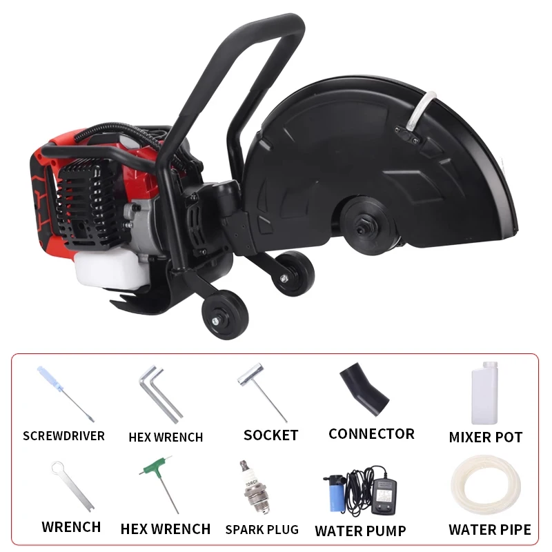 

High power gasoline cutting machine Concrete road slotting machine Water cutting marble dust-free machine wall cutting slotting