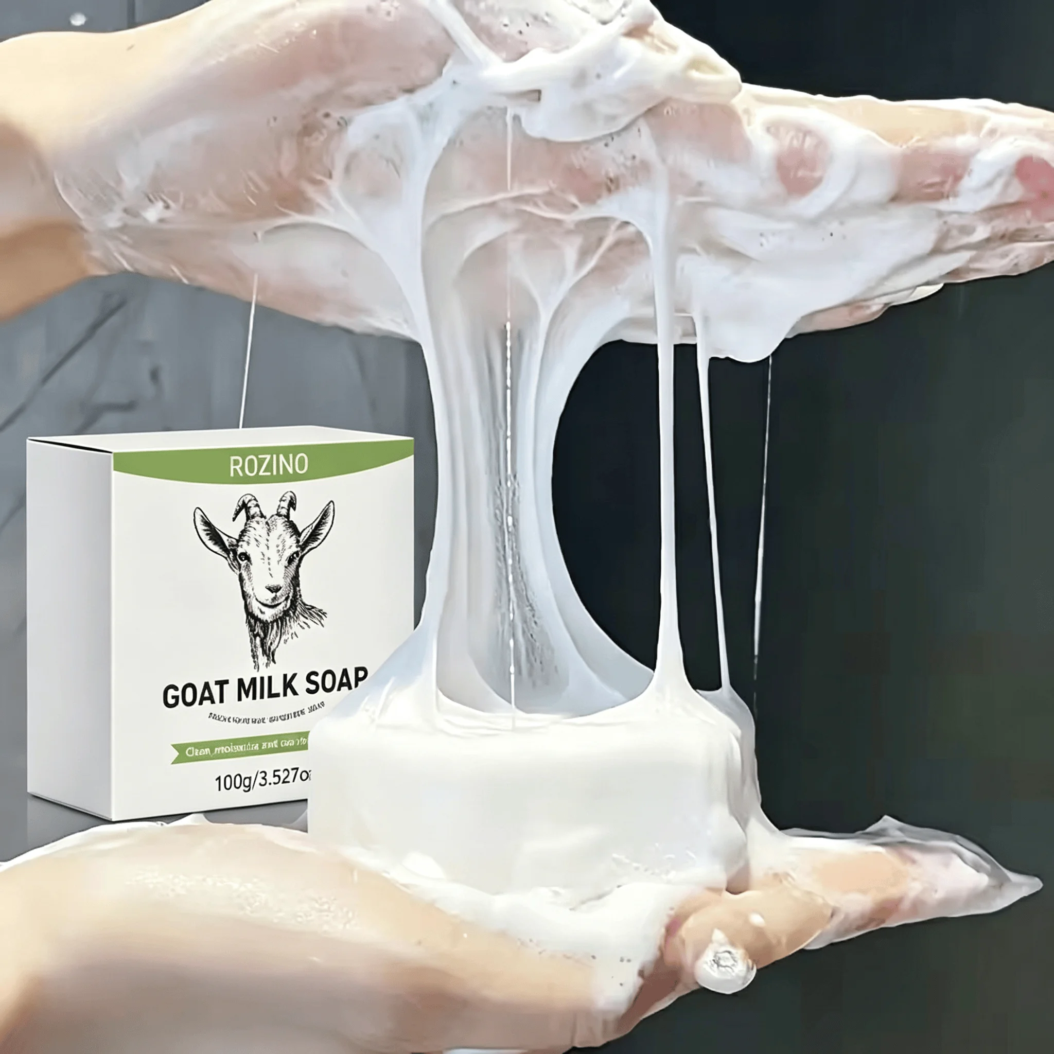 100g Pure Goat Milk Soap, with a Sweet Milky Scent, Effectively Reduces Oiliness, Acne, Dryness, Acne Marks, Pore Dirt, Etc. after Use. It Has a Fine Texture, Provides Powerful Cleansing, and Is Suitable for Face, Body, Bathing, Daily Hand Washing, Etc