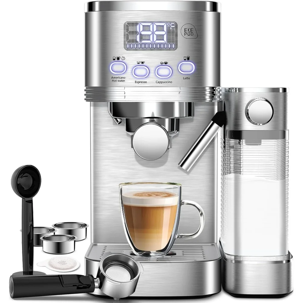 

Coffee Maker Machine, Cappuccino Machine with Automatic Milk Frother, Stainless Steel & Removable Water Tank, Coffee Machine