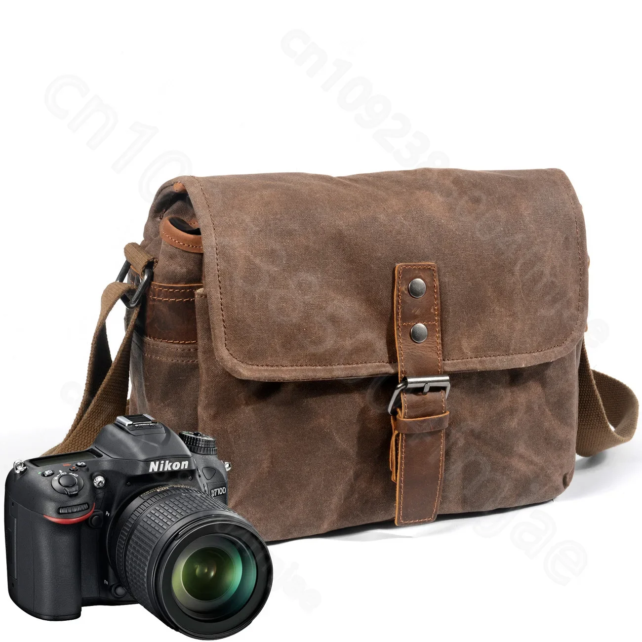 New outdoor photography bag digital SLR professional waterproof oil wax canvas camera bag micro shoulder bag hiking oblique span