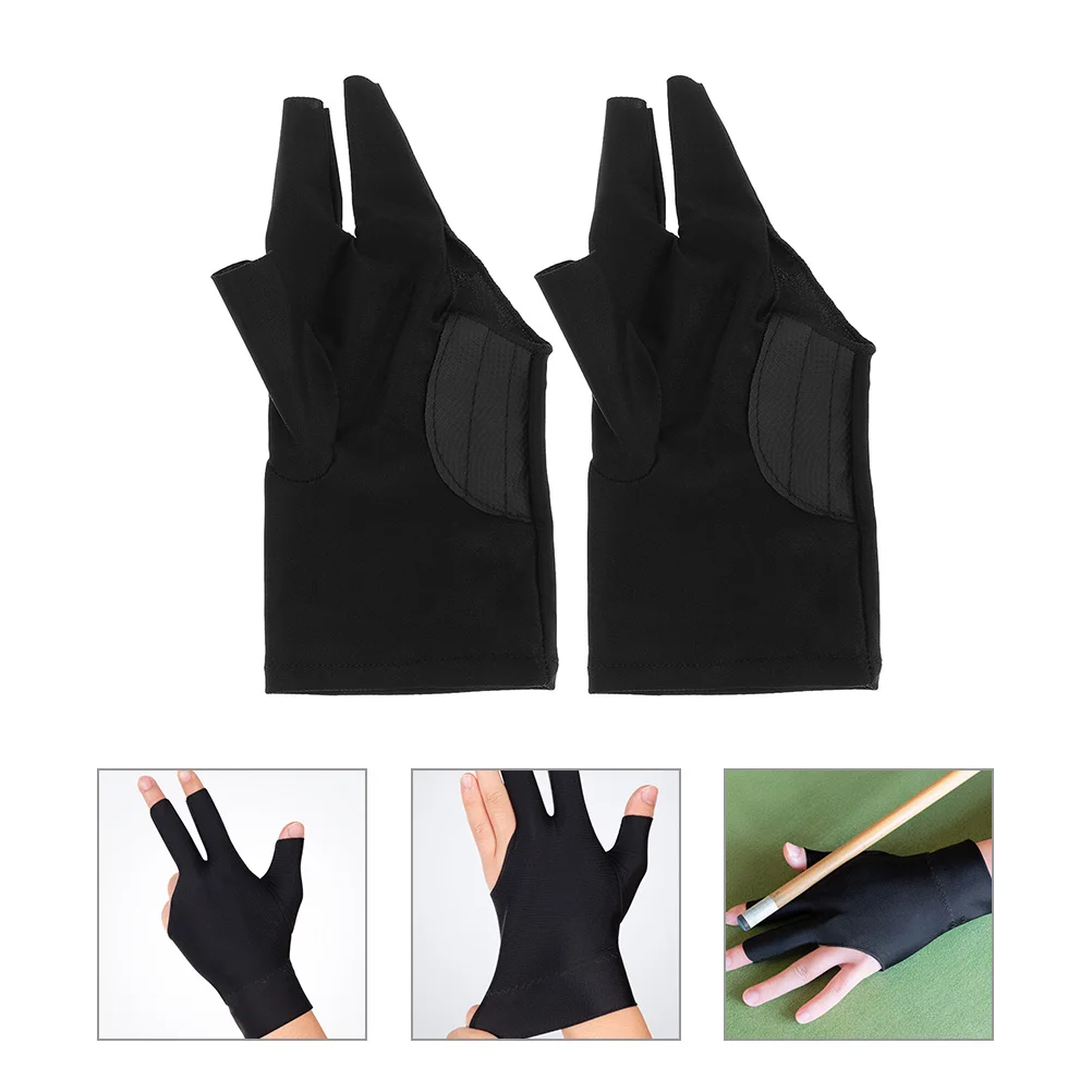 2 Pcs Heavy Duty Wheels Pool Cue Gloves Protective Mechanical Black Comfortable Snooker Work