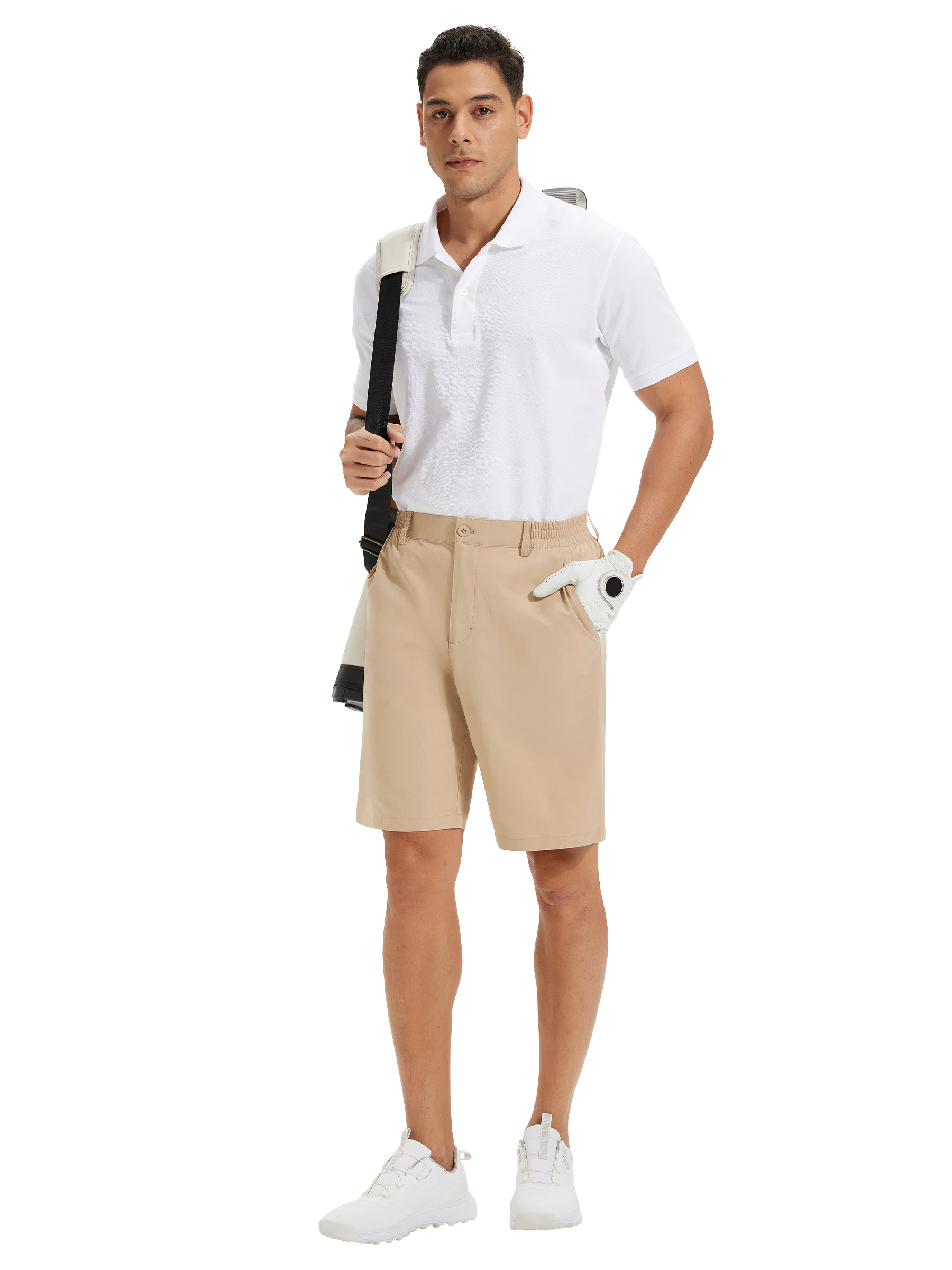 Sommer Herren Freizeitshorts Business- & Golf-Hosen, Atmungsaktive Relaxed-Fit-Shorts mit Schnellverschluss-Taschen – Detail 1