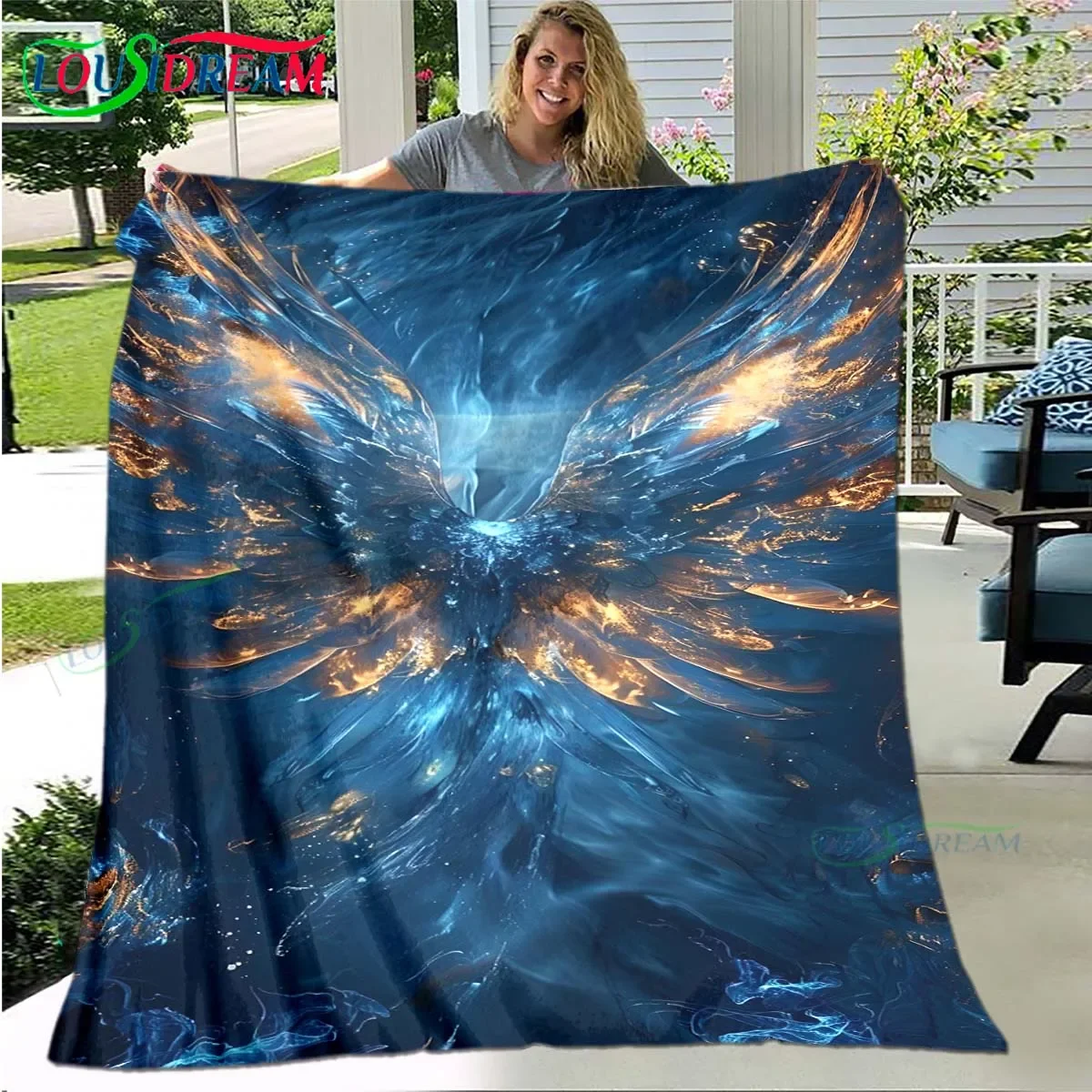 

3D Popular Mythical Beast Phoenix Blanket,Flannel Throw Blanket for Home Bedroom Bed Sofa Picnic Office Hiking Leisure Nap Gift