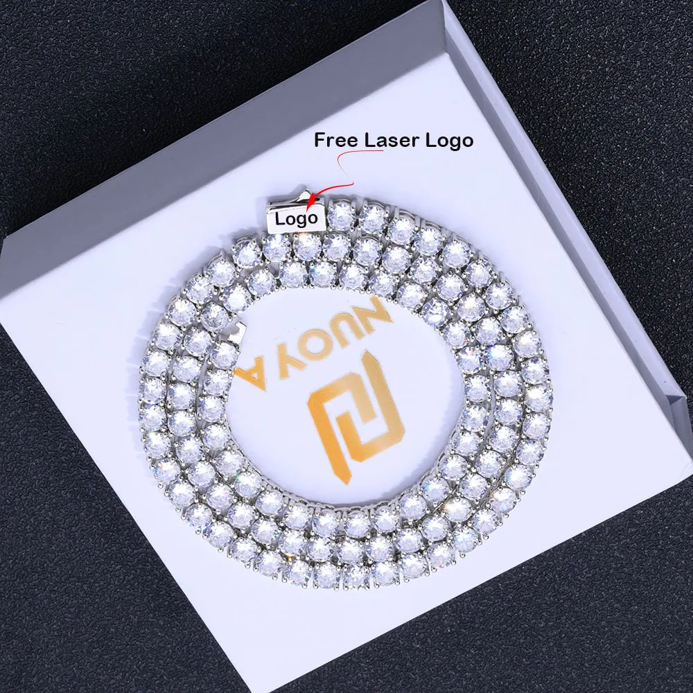 Free Laser Logo Iced Out Tennis Chain Bling Cubic Zirconia Tennis Necklace Bracelet For Men Women Drop Shipping
