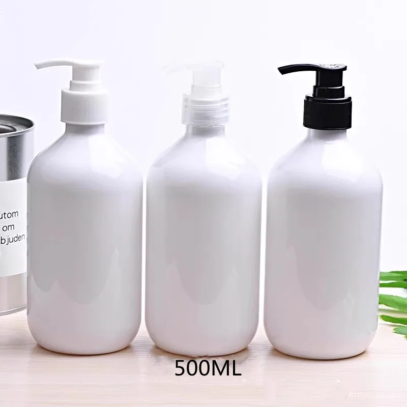 5/20pcs 500ml Plastic Lotion Bottle Empty White Bottle For Hydrosol/Shampoo/Shower Gel Pump Bottle Empty Cosmetic Container