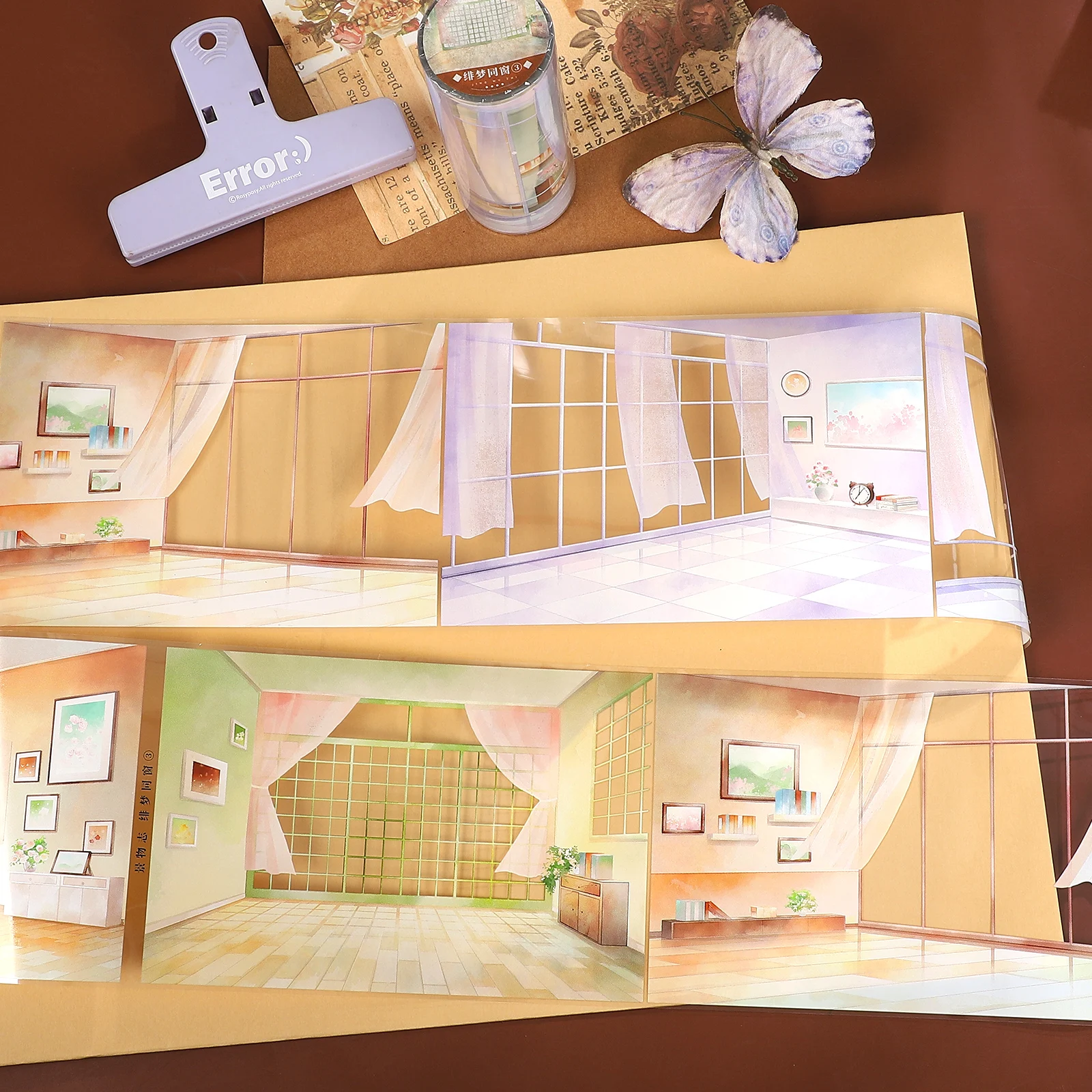 103mm*5m Vintage Dream Window Landscape PET Tape Creative DIY Journal Material Collage Scrapbooking Stationery