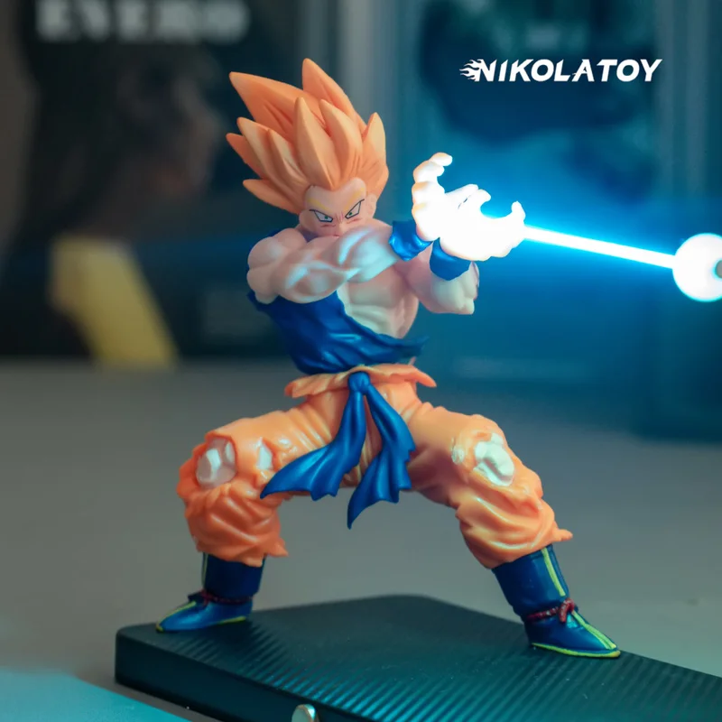 Figurine de dessin animé Dragon Ball Goku, ornement de bureau avec veilleuse, atmosphère magnétique, jouet de collection pour cadeaux Otaku
