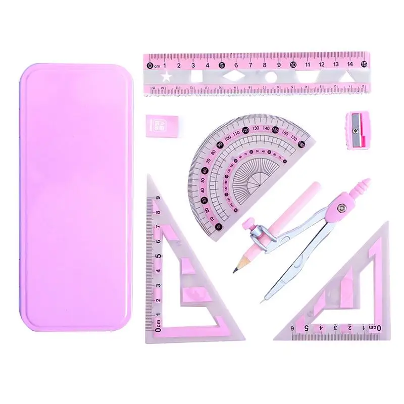 눈금자 연필 세트, 기하학 수학 학생 드로잉 문구, 소년 소녀 선물, 학용품, 7 개/세트
