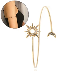 Adjustable Geometric  Arm Cuff Fashion Zircon Rhinestone Star Moon Open Upper Arm Cuff Bangles Bracelets Women Arm Jewelry Gift