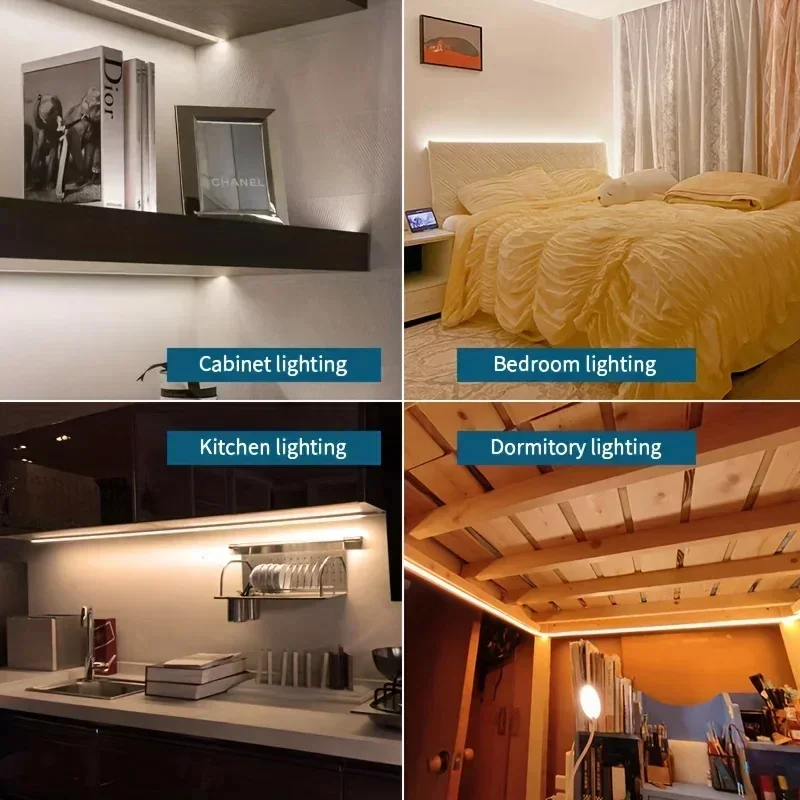 USB 5V Smart Neon LED Strip Lights Touch Sensor Dimmable LED Lamp 120LEDs/m Waterproof Flexible Tape Home Room Kitchen Decor