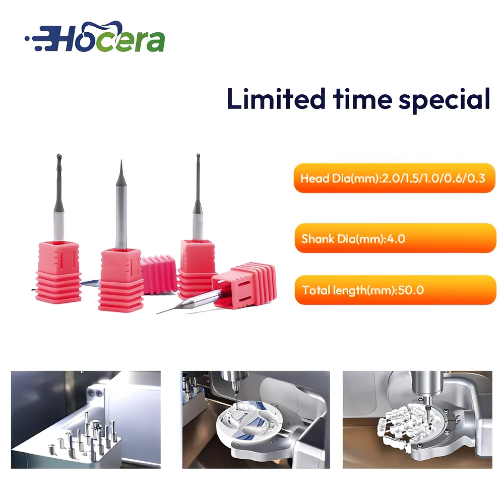 

Hocera Roland DLC DCG Dental Milling Burs D4*50mm CAD/CAM Zirconia Coating Drill Shank Dental Lab Grinding Cutter Tools