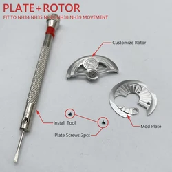 Mod NH35 Mechanical Movement Plate/Rotors Top Customized Automatic Plate with Oscillating Weight Rotor Fit to NH34 NH35A NH36