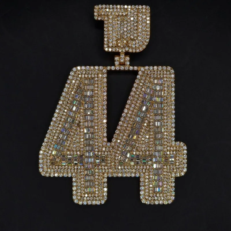 

European and American hip hop personality rock sugar number 44 pendant necklace moissanite jewelry