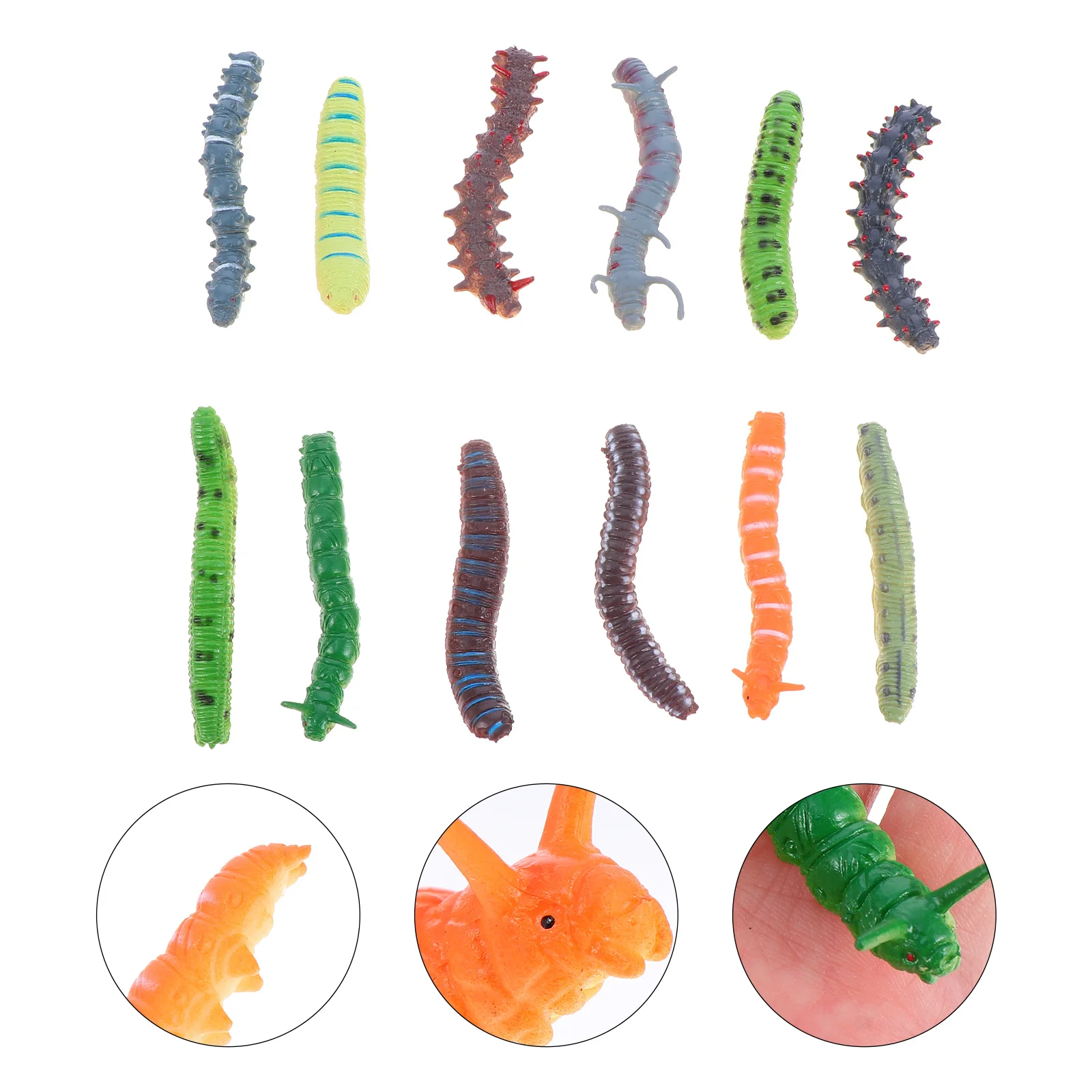 12 Pcs Realistic Caterpillar Toys Fake Prank Toys Party Supplies prank caterpillar tricky toy caterpillar figurine