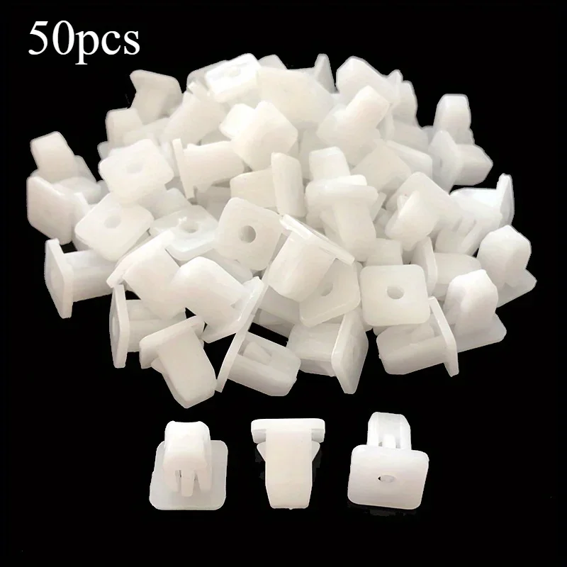 20/50/200pcs Car White Square Fasteners, Car Bumper Rivet Retainer Clips, Car Door Embellishment Panel Clips