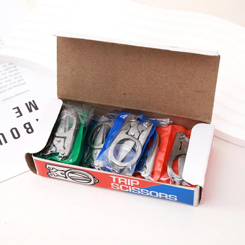 12 pçs portátil dobrável tesoura de viagem de alta qualidade dobrável artesanato escritório estudo papelaria conjunto ao ar livre suprimentos
