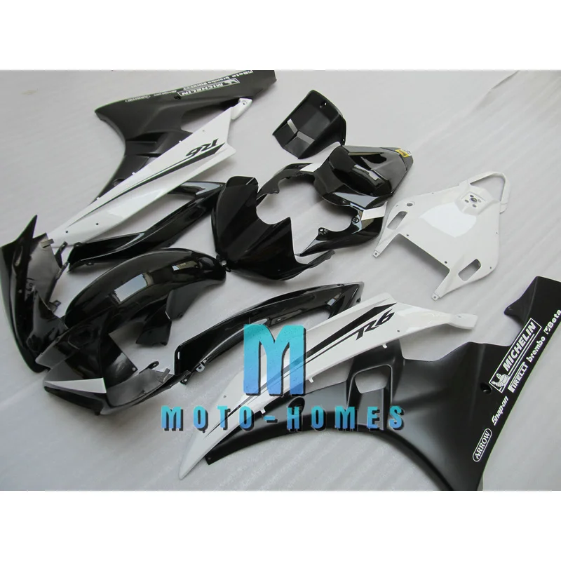 Free Custom ABS Fairing Kit for Yamaha YZF R6 06 07 R6 2006 2007 100% Injection Mold Bodywork No Need Modify Black White