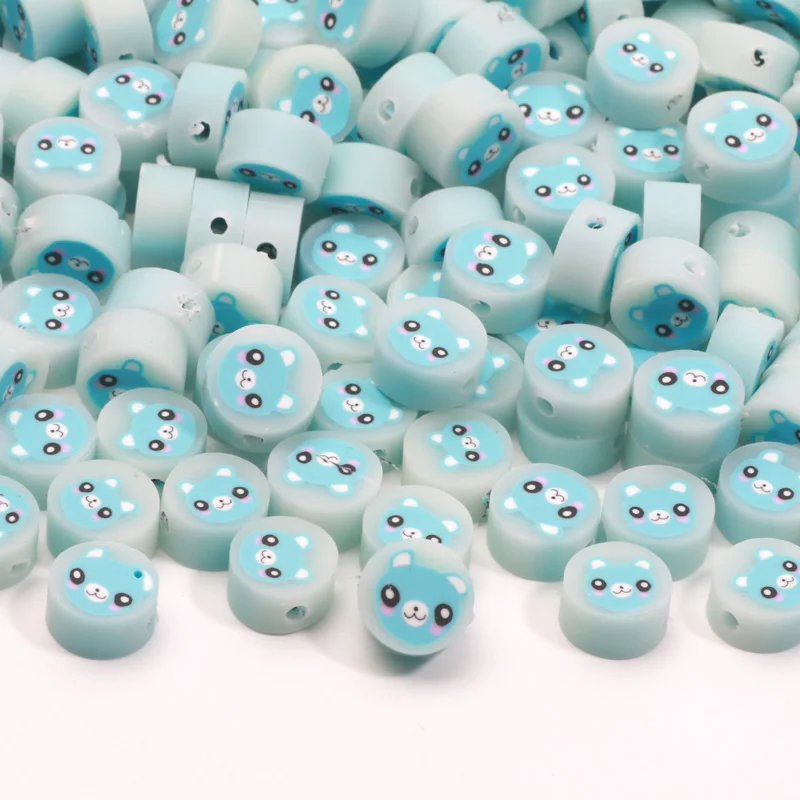 20/50/100 9mm Cute Blue Bear Polymer Clay Beads For Jewelry DIY Making Pendants Keychains Phone Chain Accessories Customizations