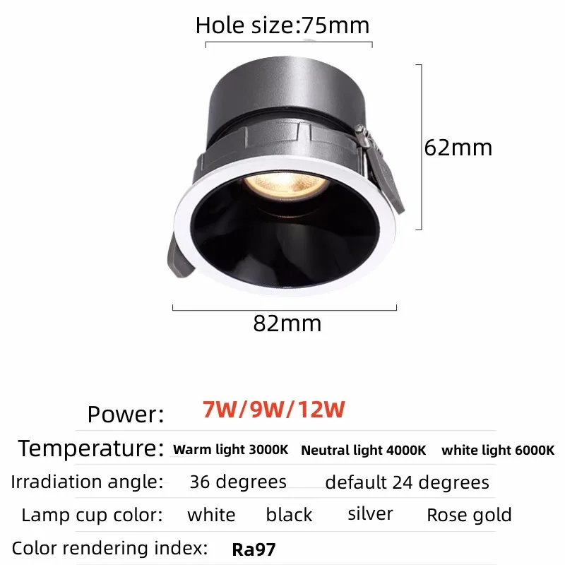 Embedded anti-glare, ultra-thin full-spectrum eye protection downlight, living room aisle sofa background, wall washing, natural