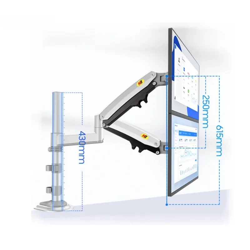 H180 22-32 inch dual LCD TV pole mounted computer monitor desktop rack mounted installation