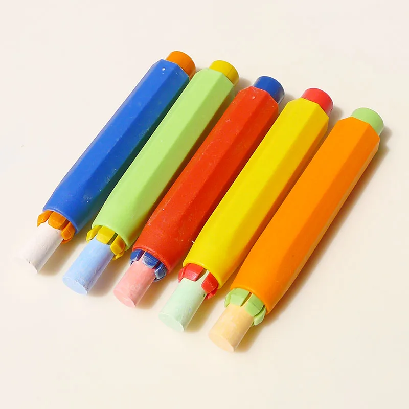 Clipe de suporte de giz colorido para professores, não tóxico, limpo, saúde, escrita, crianças, acessórios para tábua, 5pcs